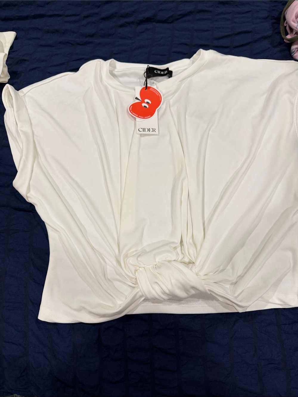 Cider Cream Twist-Knot Short Sleeve Top